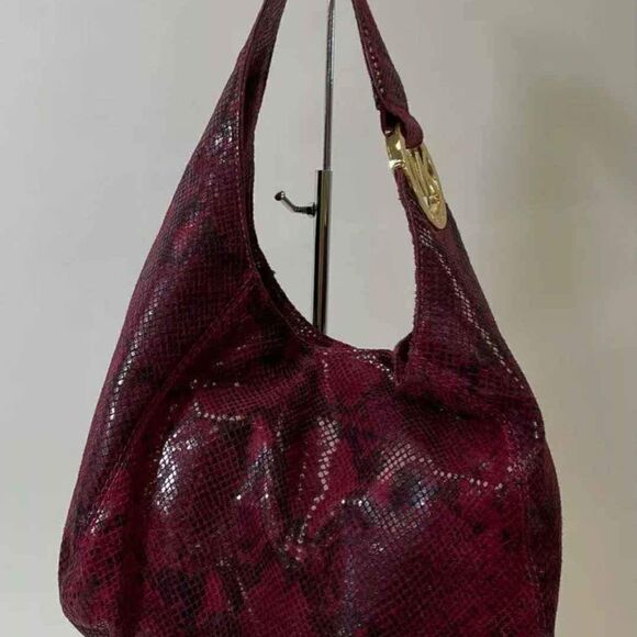 Michael Kors MK Fulton Snakeskin Animal Print Hobo Bucket Purse Handbag - Picture 5 of 9